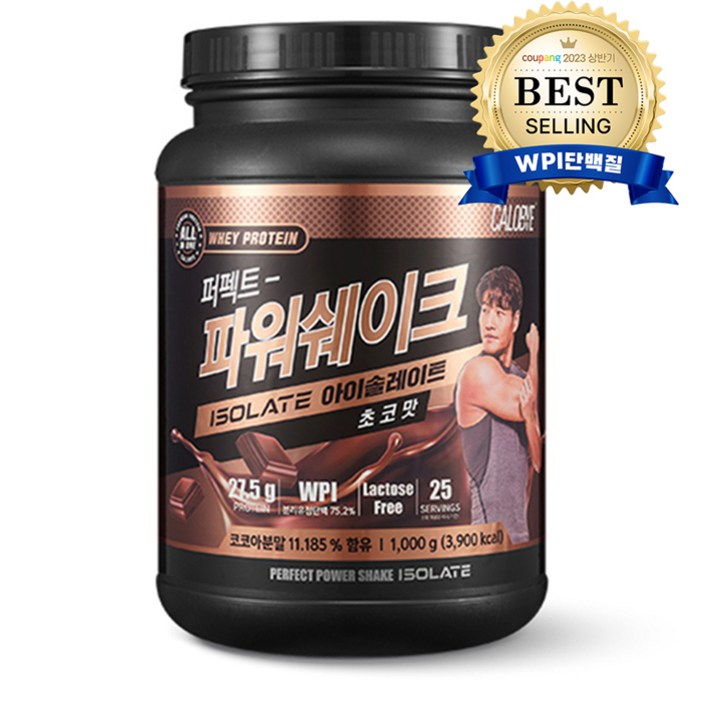 칼로바이 퍼펙트 파워쉐이크 아이솔레이트 유청 단백질 WPI 보충제 프로틴 파우더 초코맛, 1000g, 1개