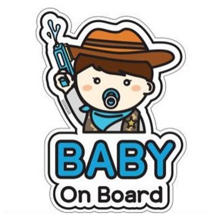 GEEKBEAR 아이가 타고 있어요 칼라 반사 차량용 스티커, 카우보이, 1개