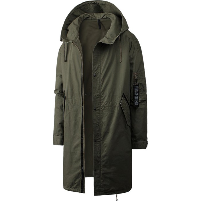 다꾸앙 남성용 자켓 오버핏 수리남 빈티지 후드 롱 야상 점퍼 A03S14oj0084