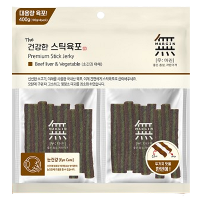 무마진 강아지 더건강한 스틱육포 4p, 400g, 1개, 혼합맛소간야채