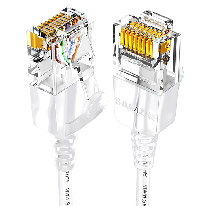 SAMZHE 울트라 슬림 CAT6A 초고속 기가 랜선, 화이트, 1개, 8m SAMZHE 울트라 슬림 CAT6A 초고속 기가 랜선, 화이트, 1개, 8m