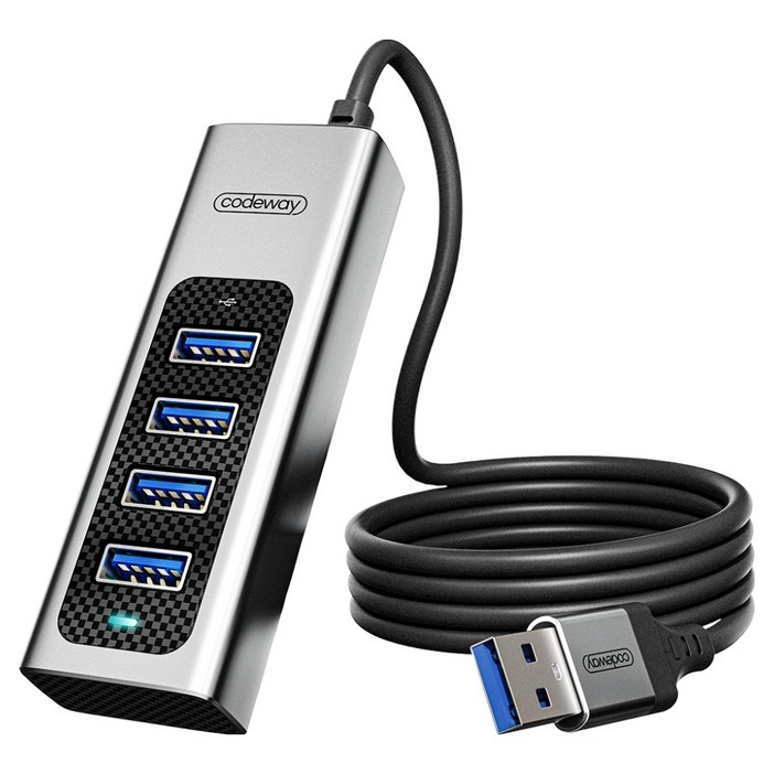 코드웨이 USB 3.0 타입 노트북 멀티허브 4포트, 그레이-1.4m, 1개