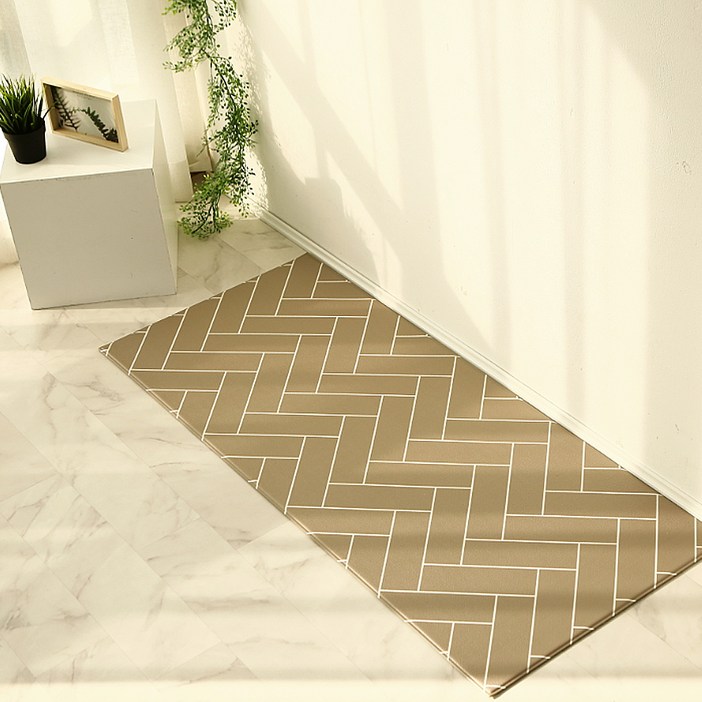 코멧 미끄럼방지 애견매트 6001400 mm 라이트브라운 헤링본