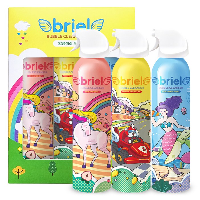 디보트브리엘 버블 클렌저 핑크레인보우 + 옐로우레이싱카 + 블루언더더씨 3종 세트, 600ml, 1세트