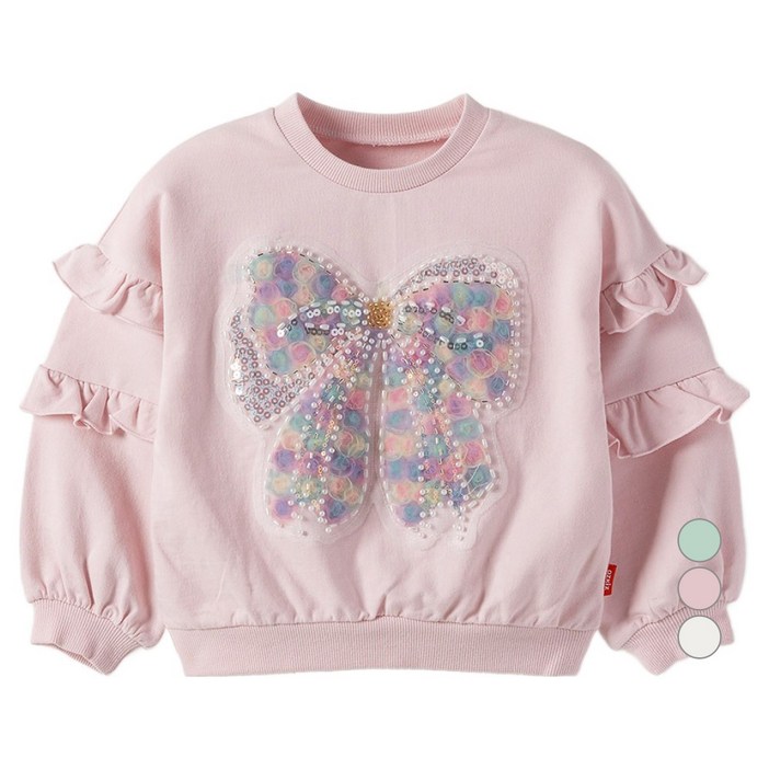 오즈키즈 아동용 플리터리본 면 맨투맨 티셔츠