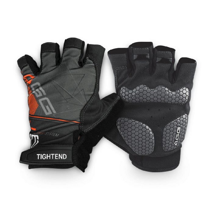타이트엔드 AGG 쿠션 패드 자전거 반장갑, 오렌지  블랙, 1개