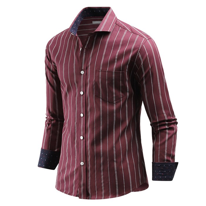 다꾸앙 남성용 손이가는 스트라이프 긴팔 캐주얼 셔츠 C02D14st1854