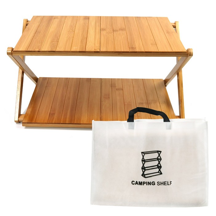 캠프빌리지 우드 접이식 캠핑선반 + 보관가방 세트