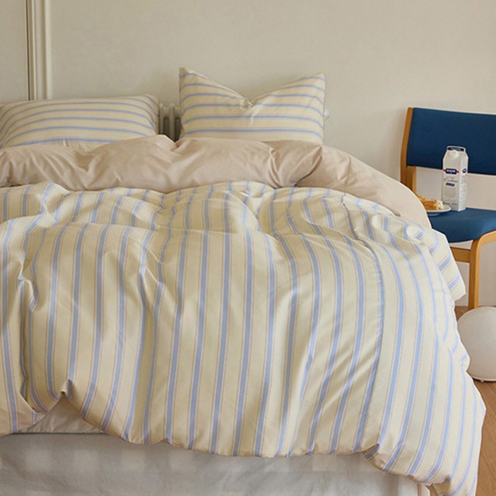 쉬즈홈 국내산 사계절 호텔식 이불커버, 스테이 버터블루