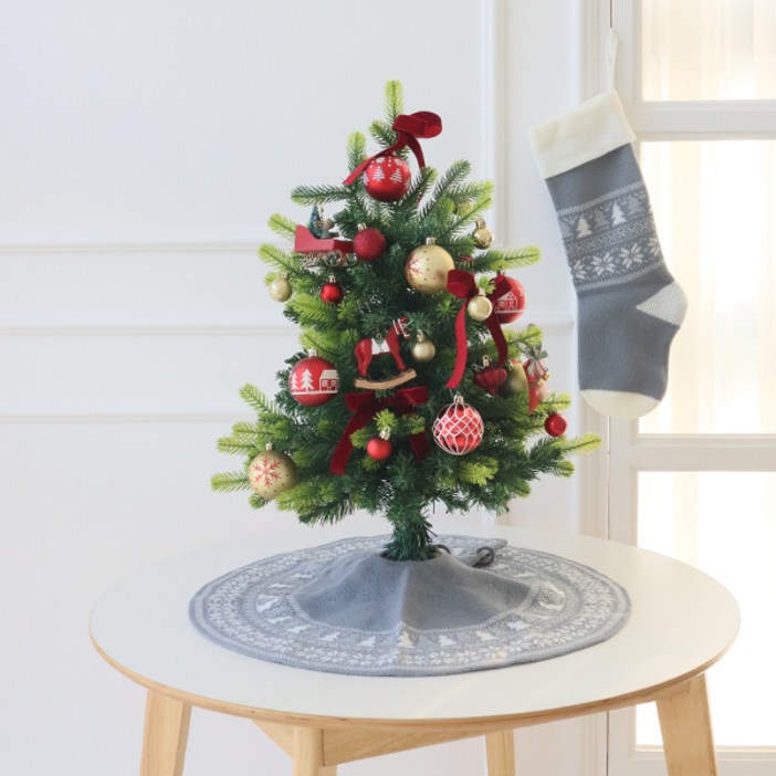모리앤 크리스마스 원형 트리 스커트 가리개, 그레이, 1개