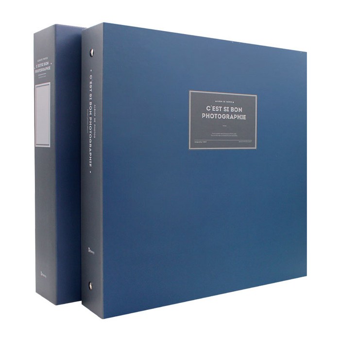 작은사진관 그랑데 대형 바인더 앨범 접착식내지, 네이비, 50매