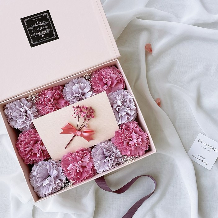 라알레그리아 조화 카네이션 분홍분홍 반전 용돈박스, 혼합색상
