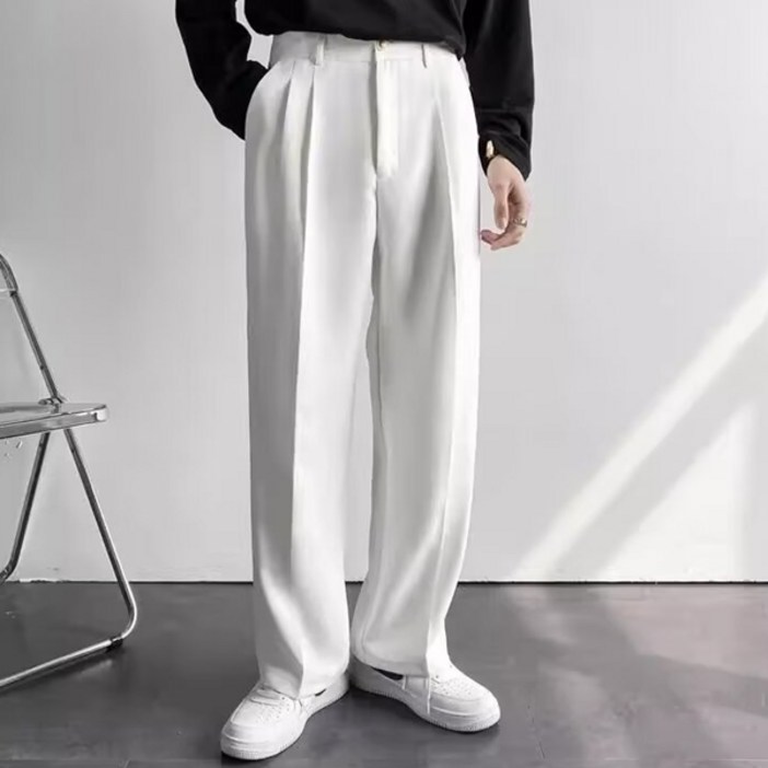 제이티엘 남성용 핀턱 드레이프 와이드 슬랙스 팬츠