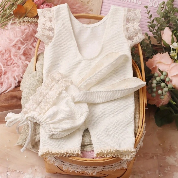 제니블리 50일 셀프촬영 아기옷 토끼보냇슈트 의상 50일촬영 여아 남아