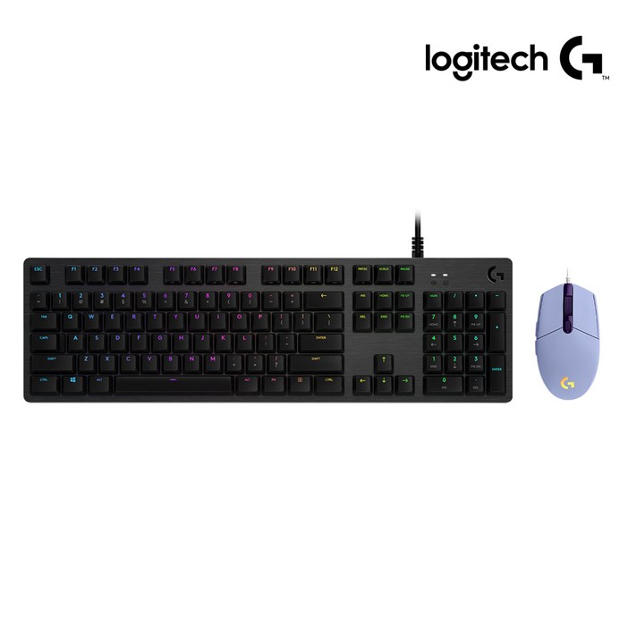 로지텍코리아 게이밍 세트 G512 GX 기계식 키보드 + G102 2세대 마우스, 라일락, G512(청축)+G102 2세대, 일반형