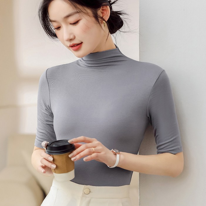 솔리드 모달  폴라 반팔목티 반목티  SH279
