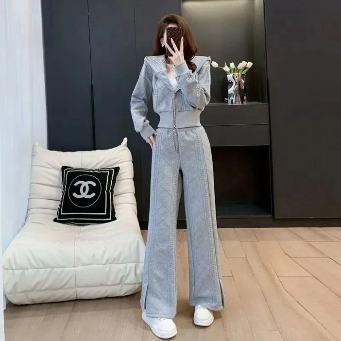 TT1605 후드집업 와이드 팬츠 세트