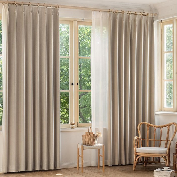 홈키안 사계절 형상기억 핀형 호텔식 나비주름 암막 커튼