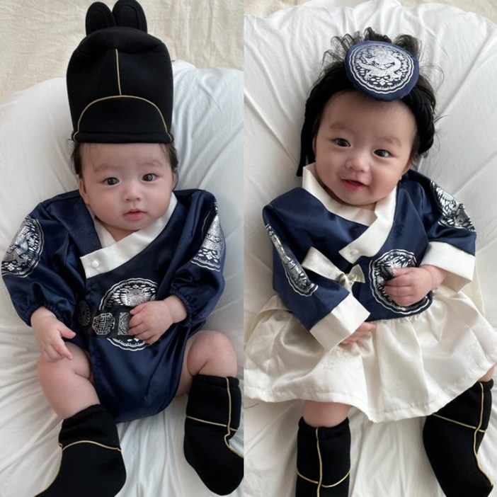 MM네이비 왕 세자 중전 아기한복 신생아 한복슈트 백일옷 전통 한복세트