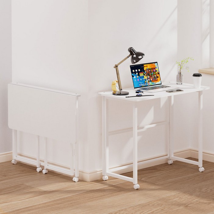 Fahomiss 접이식 책상 공간 활용 이동식 사무용 책상 폴딩 테이블