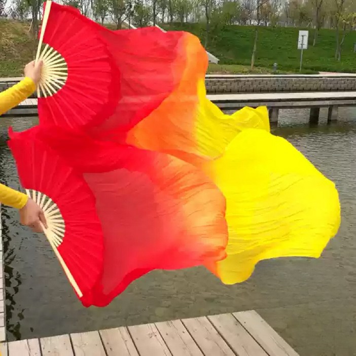 11 양손 너슬부채 한국무용 부채춤 그라데이션 공연 팬베일 주름 전통