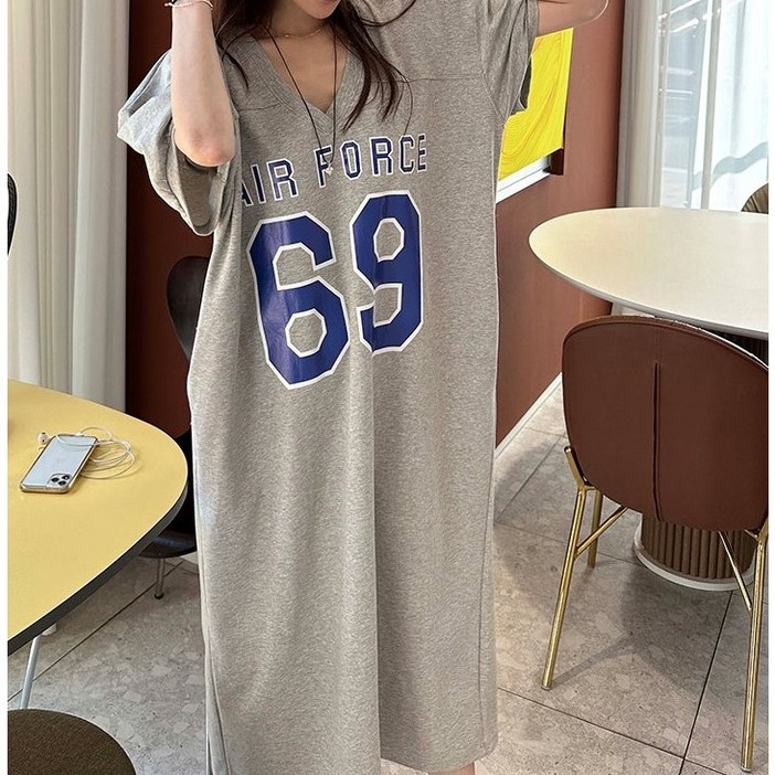 소솜 AIR FORCE 69 루즈핏 롱티셔츠 원피스