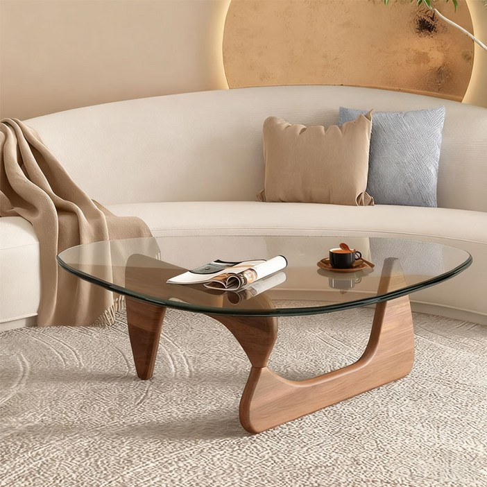 New World 소파테이블 강화유리 거실 티테이블 커피 테이블 NTCJ, 투명+브라운