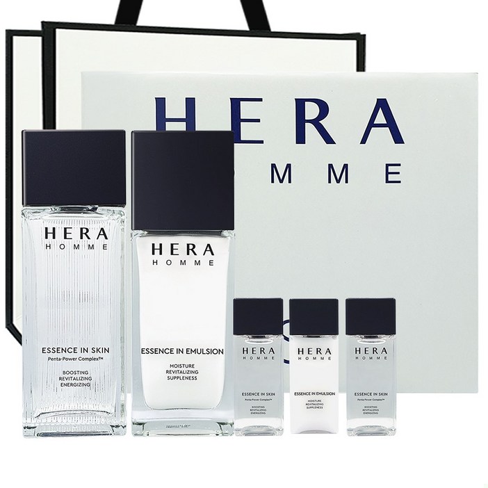 헤라 옴므 기초 세트 스킨125ml, 에멀전110ml, 스킨20ml, 스킨20ml, 에멀전20ml, 쇼핑백포함