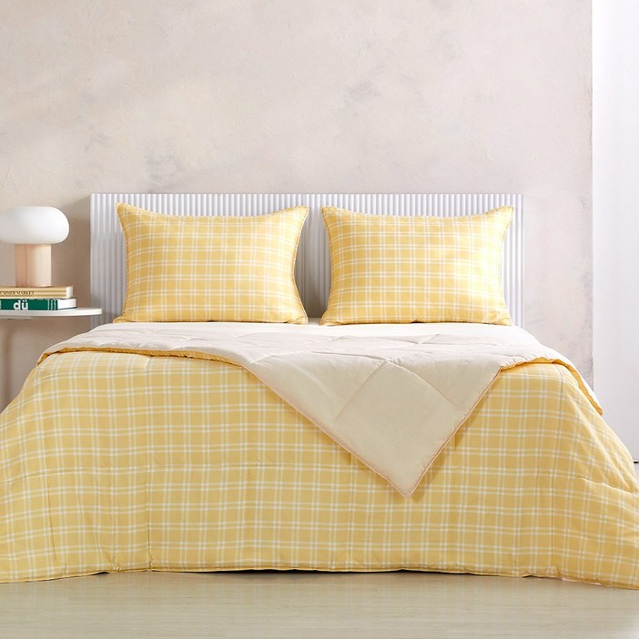 [모던하우스 인천점]  소프트워싱 라이트 싱글 차렵이불 옐로체크 -[CV0226044]
