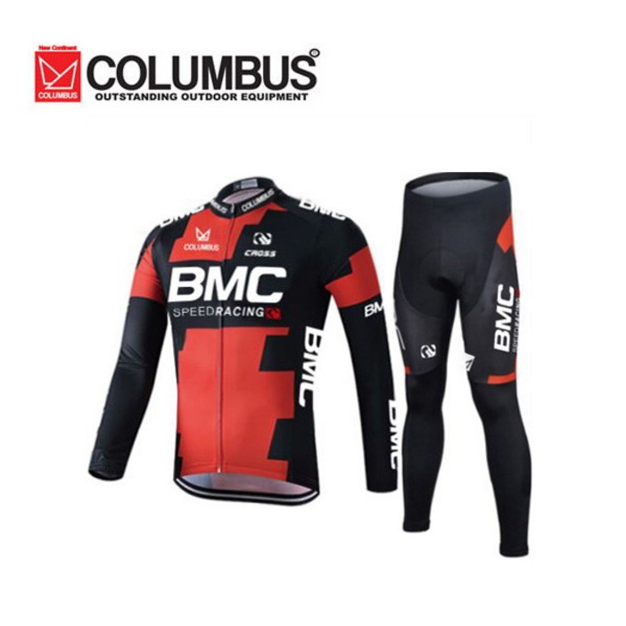 콜럼버스 BMC CYCLING TEAMS 긴팔 남성 사이클복 상하의세트자전거의류, 1개