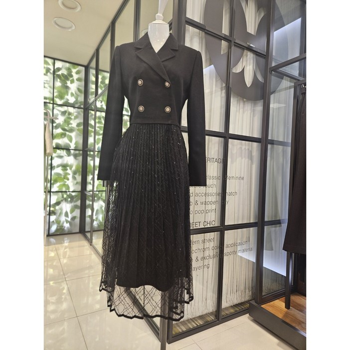 듀엘 DEWE자켓 레이어드 시퀸 원피스 D231MSE013  NC일산