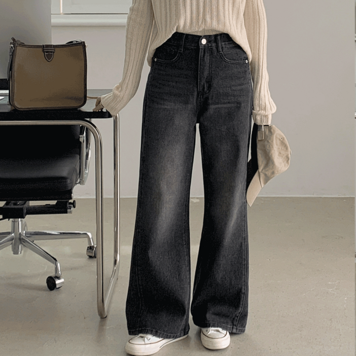 다올샵 기모안감투핀턱 S3XL 플레어 데님팬츠 2가지 선택기장 8001