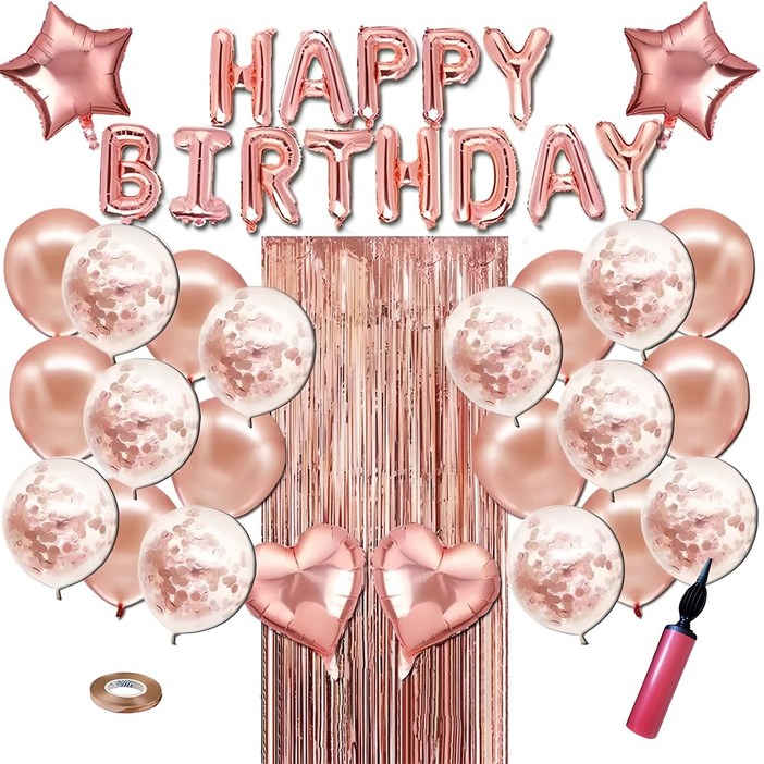 뷰라뷰 생일 파티 풍선  손펌프  풍선테이프 세트