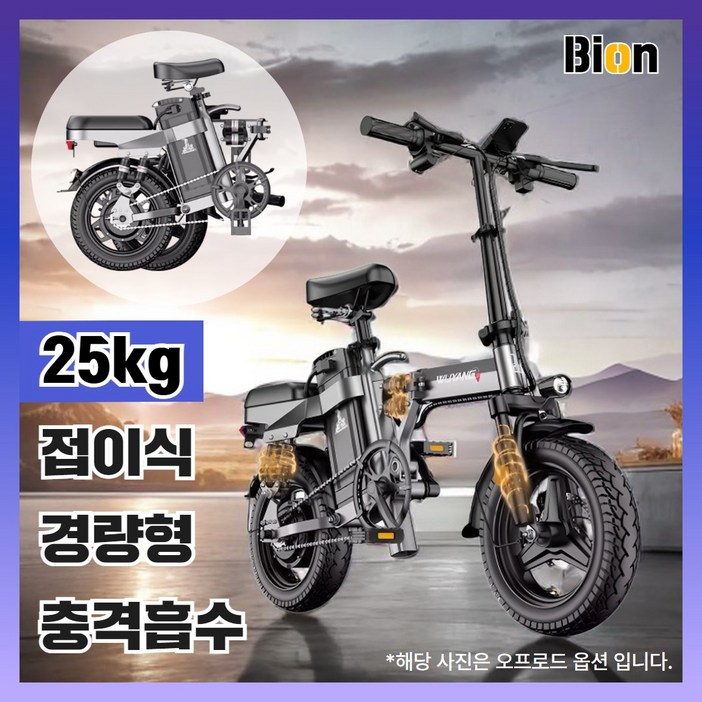 [바이온] 접이식 전기자전거 전동 배달 출퇴근 자전거 바이크 미니벨로 가성비, 고급형 15A(60km), 경량스틸