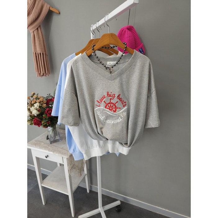 마린자수 반팔맨투맨