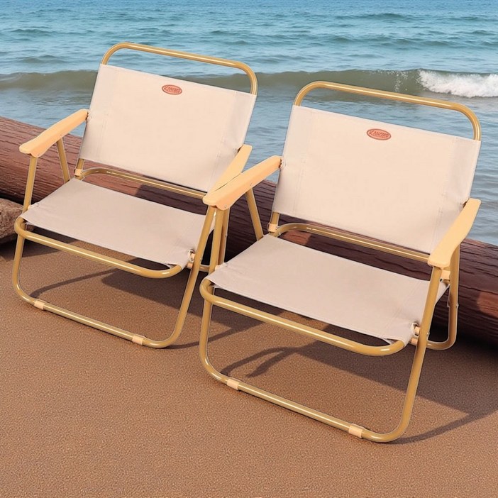 홈스퍼니처 접이식 로우체어 경량 야외의자 특대형, 2개, 카키 대형L