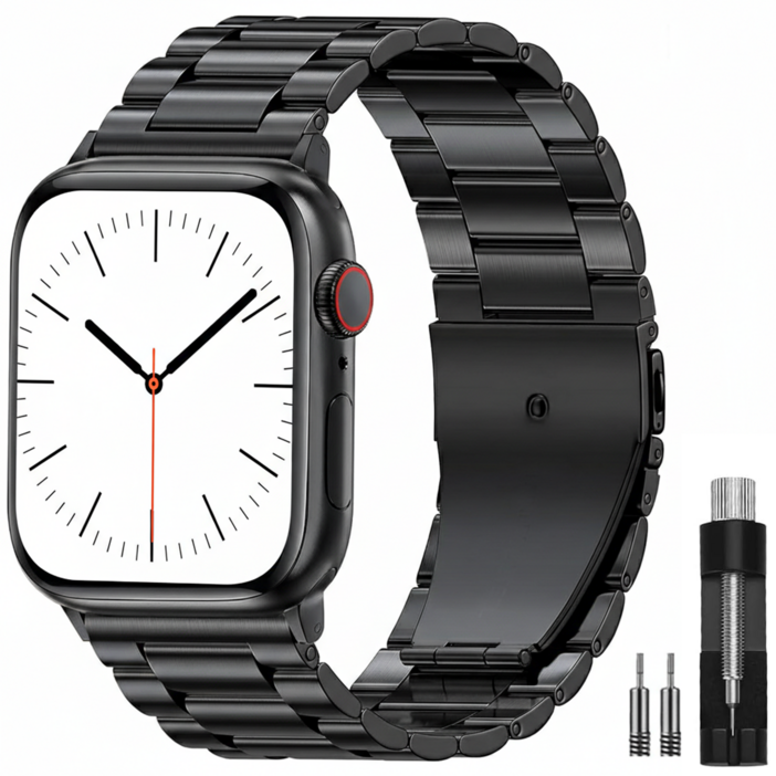 OULUOQI 애플워치 갤럭시워치 호환 메탈 밴드 스트랩  3연 스테인리스 쥬빌레 교체 스트랩  탄성 메탈 밴드