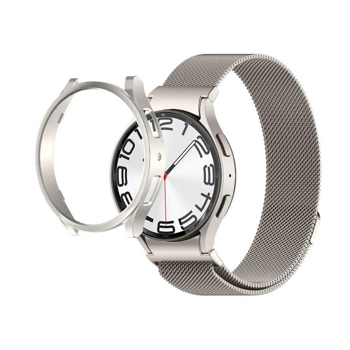 아이메이드잇 갤럭시워치 호환 밀레니즈루프 밴드 메탈 스트랩 케이스 세트, 스타라이트, 1개