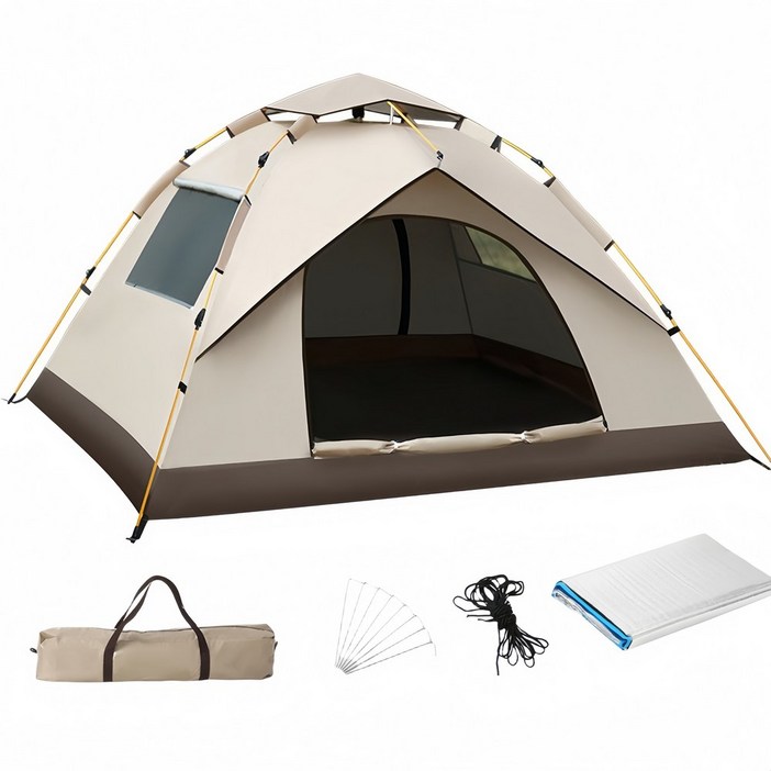원터치텐트 방수 텐트 이중루프 간편한 야외 캠핑 방습 매트 34인용