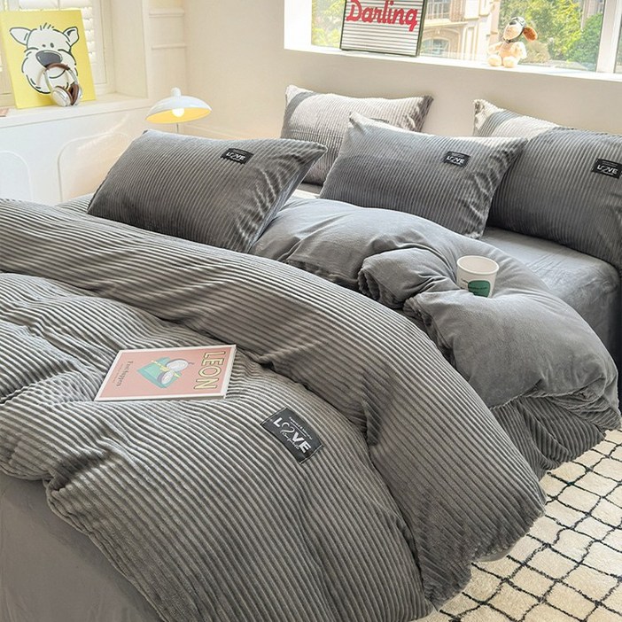 리진 클리포드 극세사 이불커버 싱글 150X200cm, 그레이