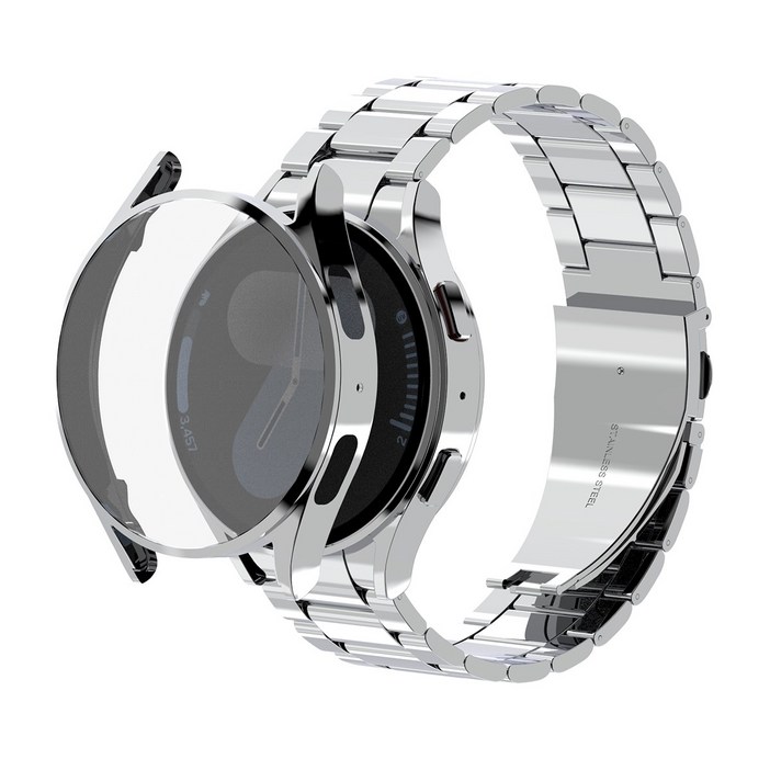 아이메이드잇 갤럭시워치 스탠다드 메탈 스트랩 유광 케이스 세트, 유광 실버, 1개 아이메이드잇 갤럭시워치 스탠다드 메탈 스트랩 유광 케이스 세트, 유광 실버, 1개