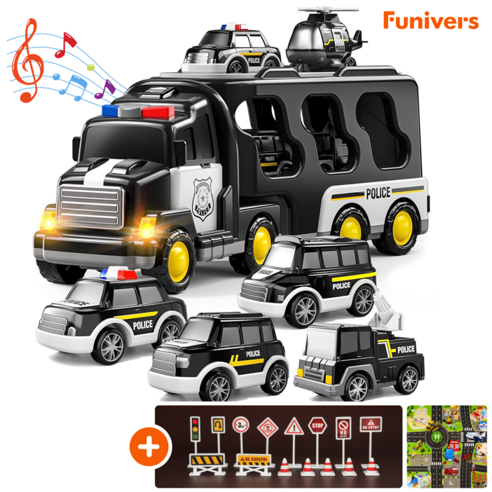 퍼니버스 경찰차 장난감 자동차 트럭 세트, 1세트, 경찰차