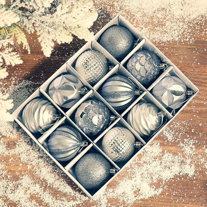 디어제이 크리스마스 트리 오너먼트 세트 데코 장식, 1세트, 실버