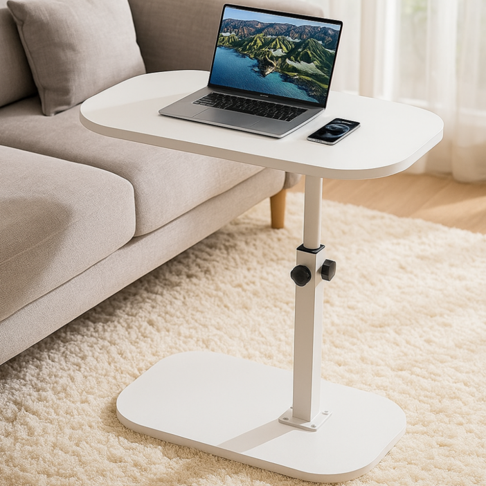 데보코 높이조절 소파 침대 사이드 테이블, 화이트