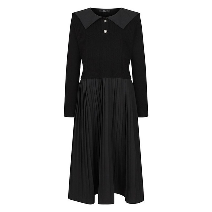 레코브 우븐 배색 주름 카라 원피스 LK31D3OP504X