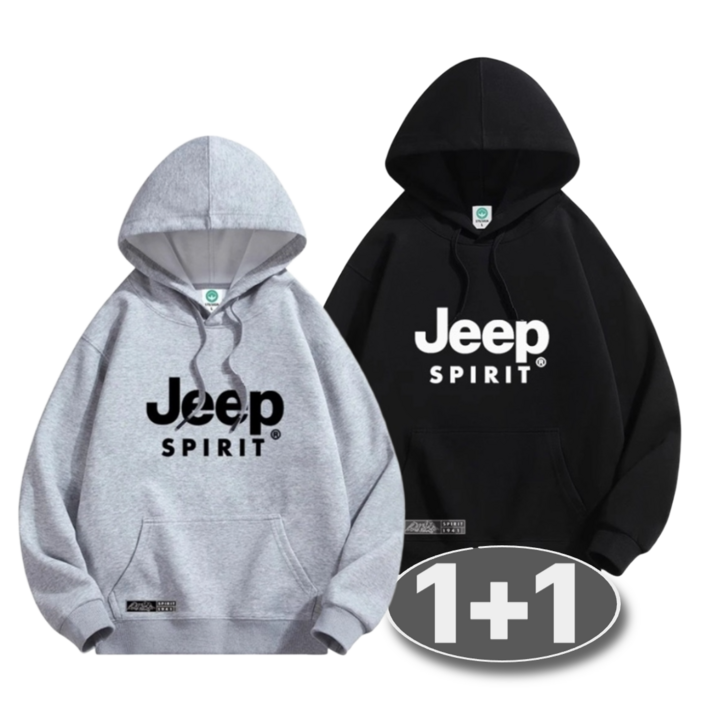 [1+1]JEEP SPIRIT 지프 남자 여자 후드티 면 100% 후드 티셔츠 오버핏 가을 봄 2장 세트