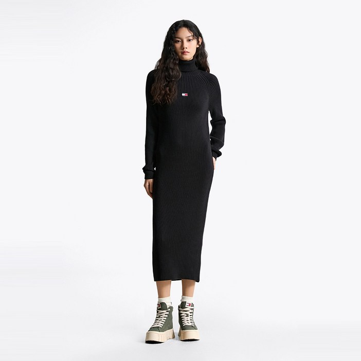 타미힐피거 모크넥 스웨터 맥시 원피스 T32F7WOP13TWT1BDS