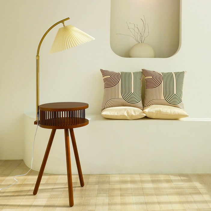 비나 우드 테이블 장스탠드, 브라운스마트전구증정