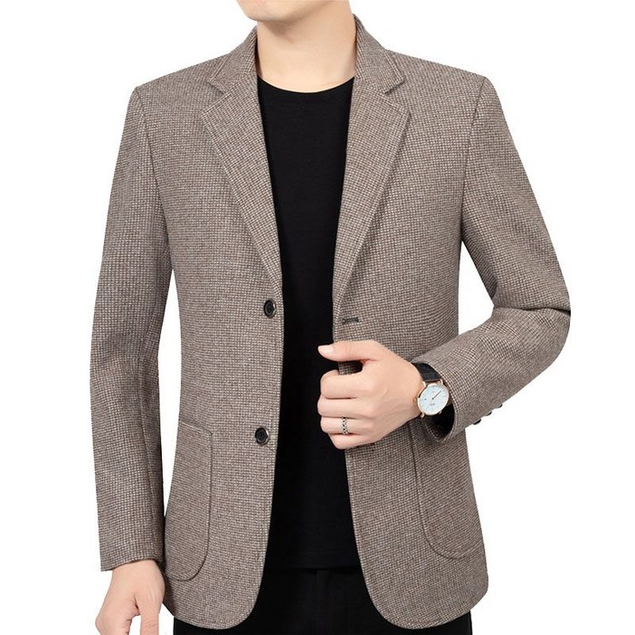 COSYEVNO 봄가을 중년 남성 정장 자켓 체크 루즈핏 코트 자켓