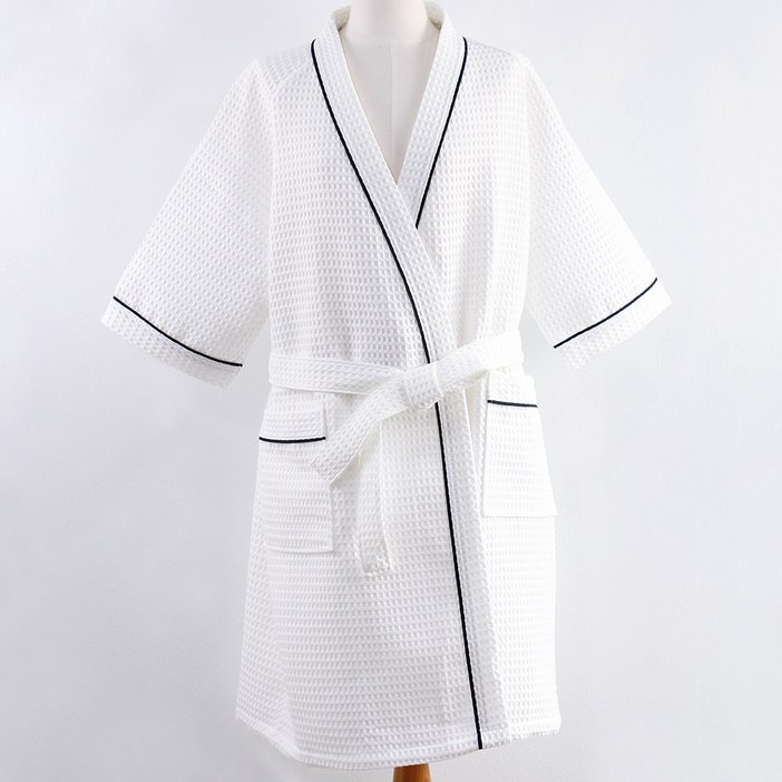 어메니티타올 사계절 와플 호텔 샤워 가운 업소용 피부샵 고급 로브, 화이트, 1개